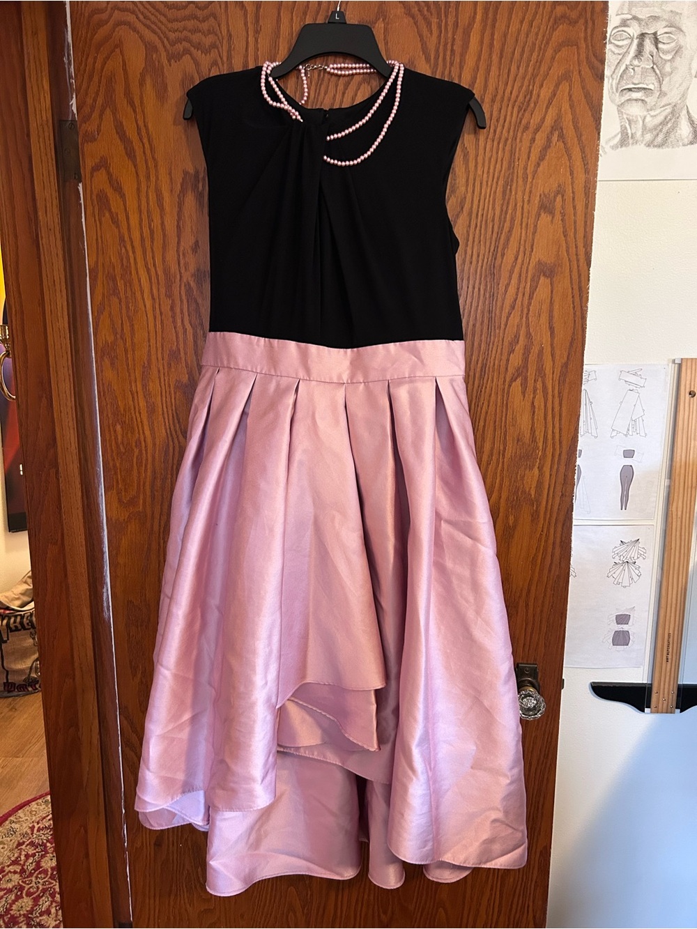 High-Low Black and Pink Cocktail Party Dress